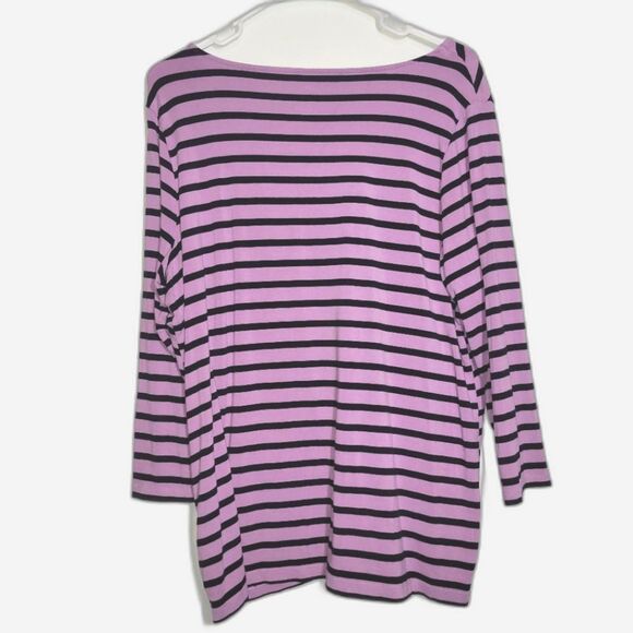 Talbots Purple Striped Stretch Top 1X - Picture 4 of 8